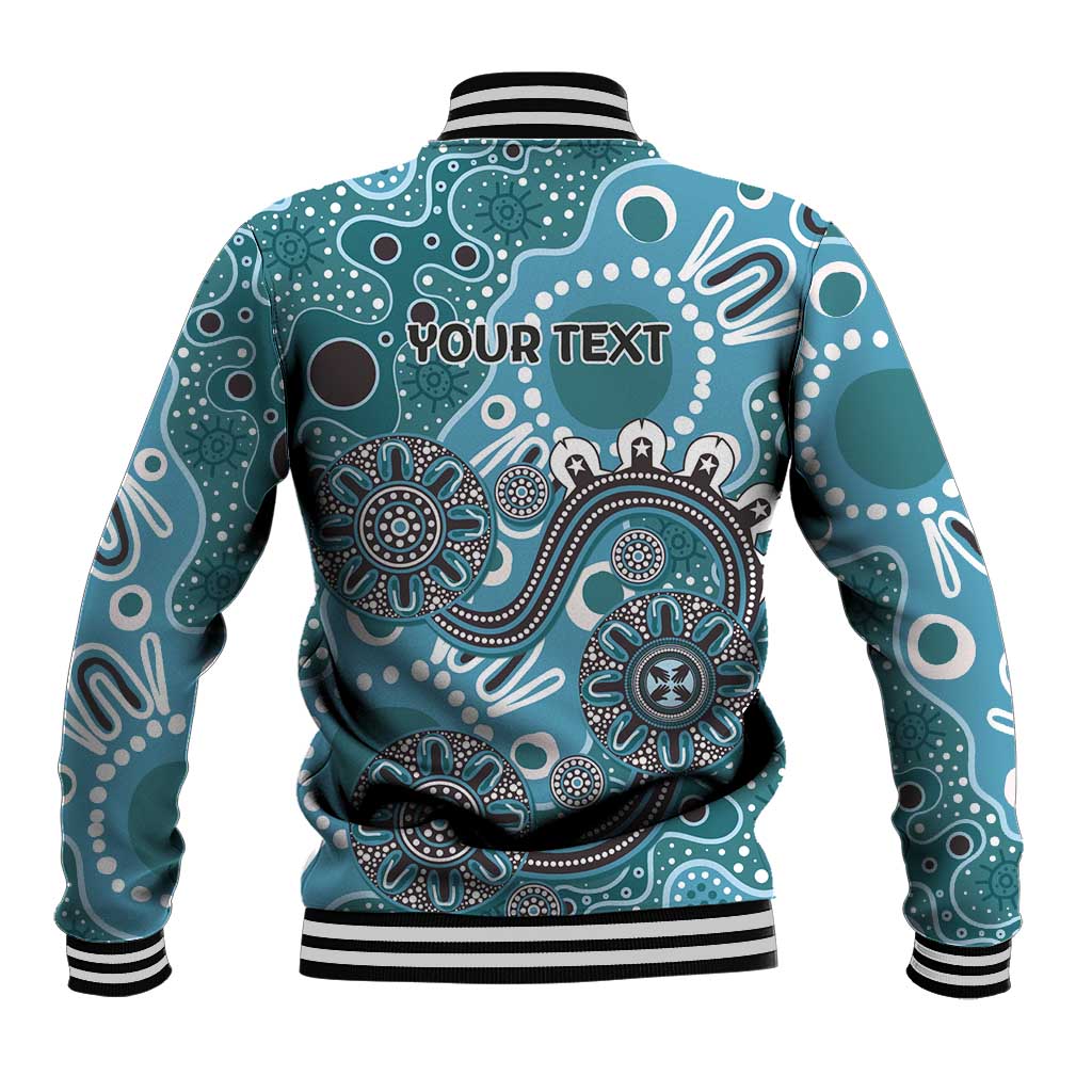 Personalised NAIDOC Week 50 Years Deadly Always Baseball Jacket Teal Aboriginal Artwork Dot Painting