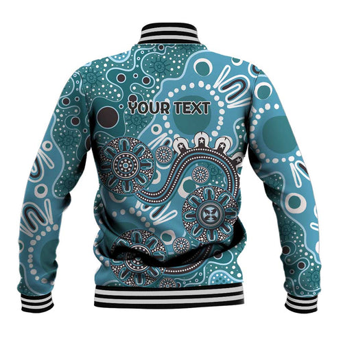 Personalised NAIDOC Week 50 Years Deadly Always Baseball Jacket Teal Aboriginal Artwork Dot Painting