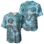 Personalised NAIDOC Week 50 Years Deadly Always Baseball Jersey Teal Aboriginal Artwork Dot Painting