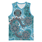 Personalised NAIDOC Week 50 Years Deadly Always Basketball Jersey Teal Aboriginal Artwork Dot Painting
