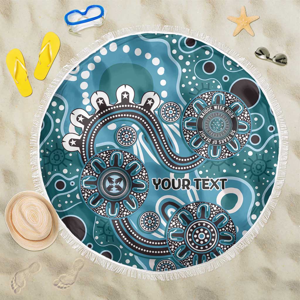 Personalised NAIDOC Week 50 Years Deadly Always Beach Blanket Teal Aboriginal Artwork Dot Painting