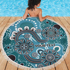 Personalised NAIDOC Week 50 Years Deadly Always Beach Blanket Teal Aboriginal Artwork Dot Painting