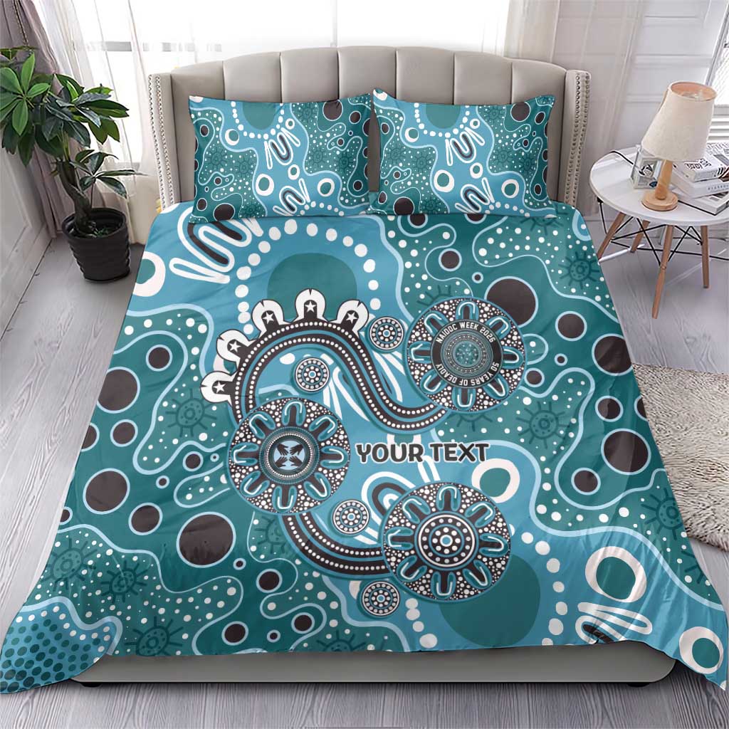 Personalised NAIDOC Week 50 Years Deadly Always Bedding Set Teal Aboriginal Artwork Dot Painting