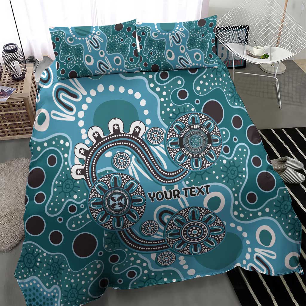 Personalised NAIDOC Week 50 Years Deadly Always Bedding Set Teal Aboriginal Artwork Dot Painting