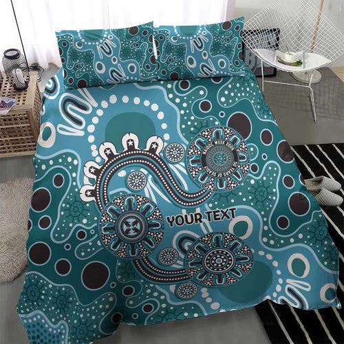 Personalised NAIDOC Week 50 Years Deadly Always Bedding Set Teal Aboriginal Artwork Dot Painting