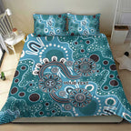 Personalised NAIDOC Week 50 Years Deadly Always Bedding Set Teal Aboriginal Artwork Dot Painting