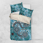 Personalised NAIDOC Week 50 Years Deadly Always Bedding Set Teal Aboriginal Artwork Dot Painting