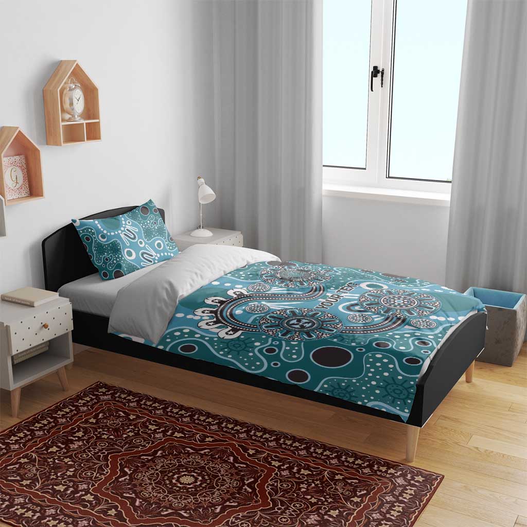 Personalised NAIDOC Week 50 Years Deadly Always Bedding Set Teal Aboriginal Artwork Dot Painting