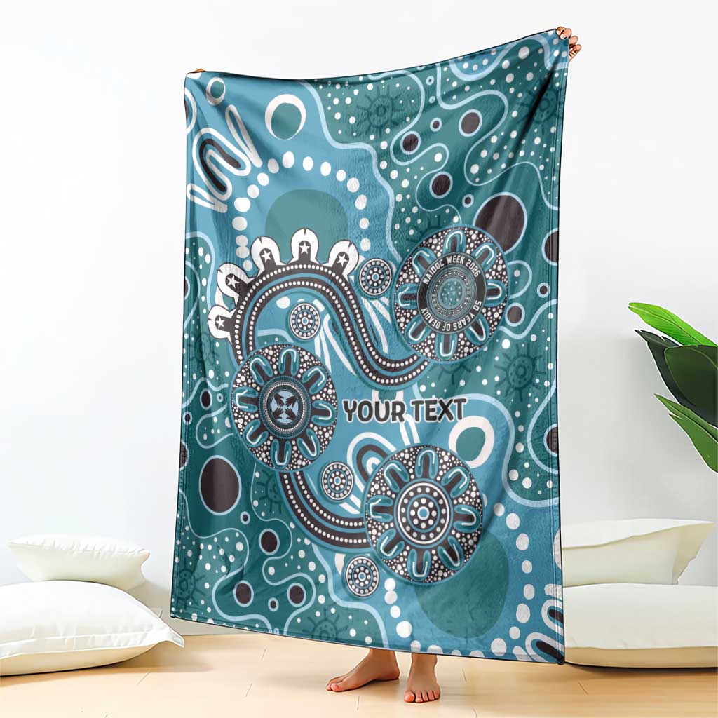 Personalised NAIDOC Week 50 Years Deadly Always Blanket Teal Aboriginal Artwork Dot Painting