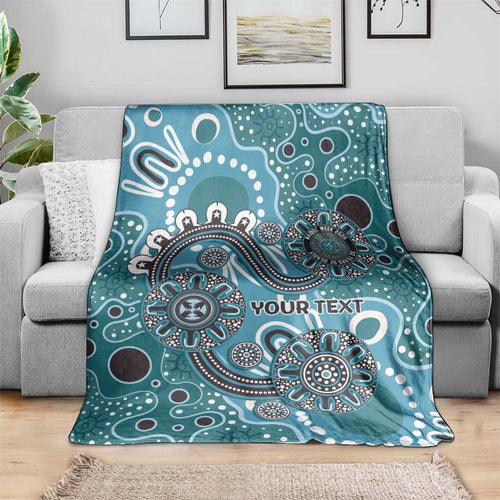 Personalised NAIDOC Week 50 Years Deadly Always Blanket Teal Aboriginal Artwork Dot Painting
