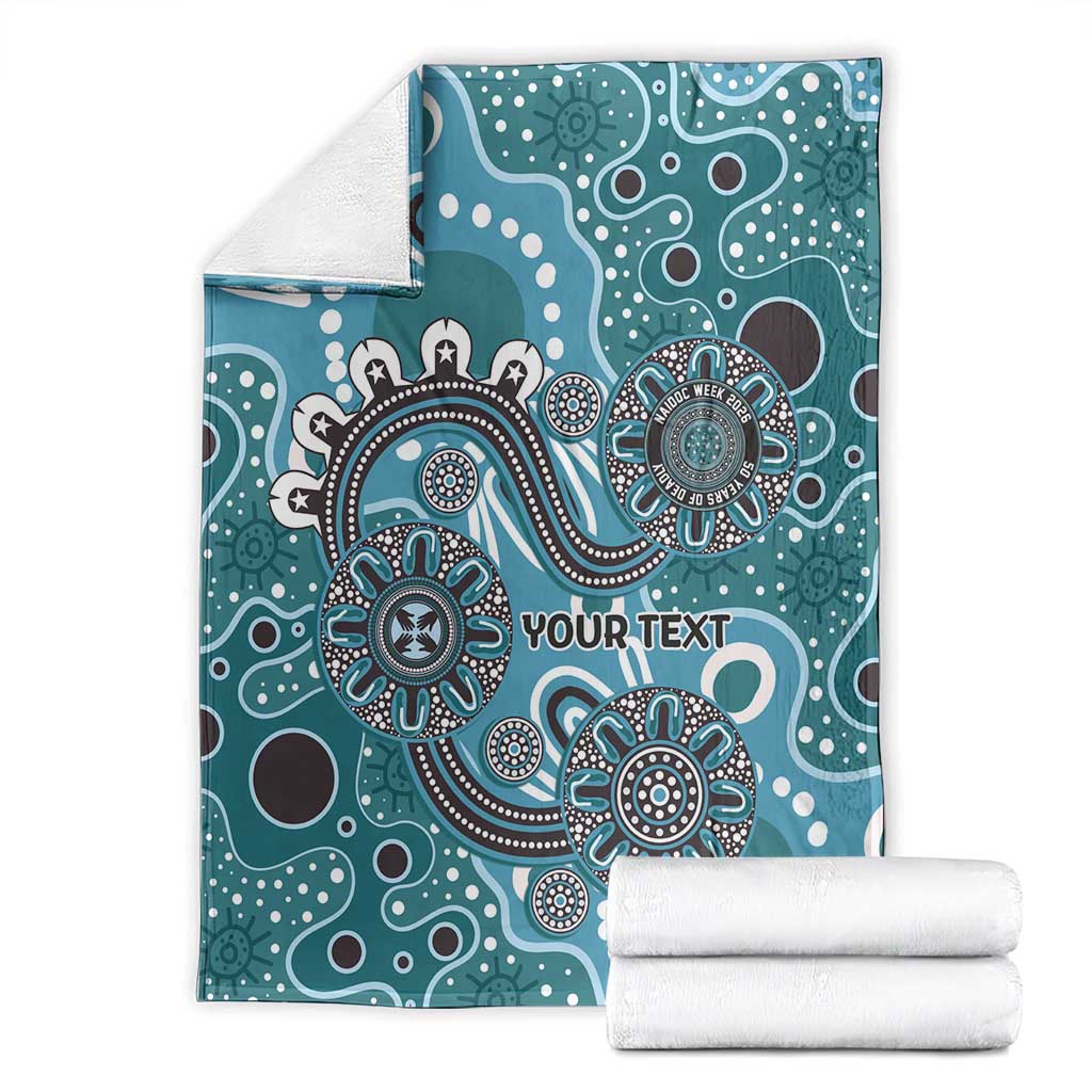 Personalised NAIDOC Week 50 Years Deadly Always Blanket Teal Aboriginal Artwork Dot Painting
