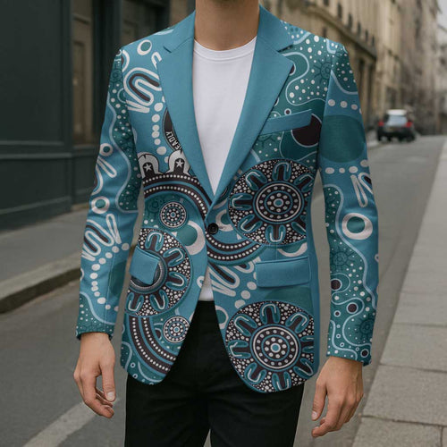 Personalised NAIDOC Week 50 Years Deadly Always Blazer Teal Aboriginal Artwork Dot Painting