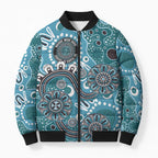 Personalised NAIDOC Week 50 Years Deadly Always Bomber Puffer Jacket Teal Aboriginal Artwork Dot Painting
