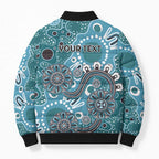Personalised NAIDOC Week 50 Years Deadly Always Bomber Puffer Jacket Teal Aboriginal Artwork Dot Painting