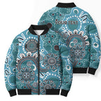 Personalised NAIDOC Week 50 Years Deadly Always Bomber Puffer Jacket Teal Aboriginal Artwork Dot Painting