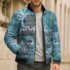 Personalised NAIDOC Week 50 Years Deadly Always Bomber Puffer Jacket Teal Aboriginal Artwork Dot Painting