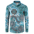 Personalised NAIDOC Week 50 Years Deadly Always Button Sweatshirt Teal Aboriginal Artwork Dot Painting