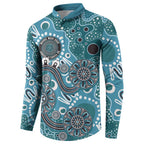 Personalised NAIDOC Week 50 Years Deadly Always Button Sweatshirt Teal Aboriginal Artwork Dot Painting