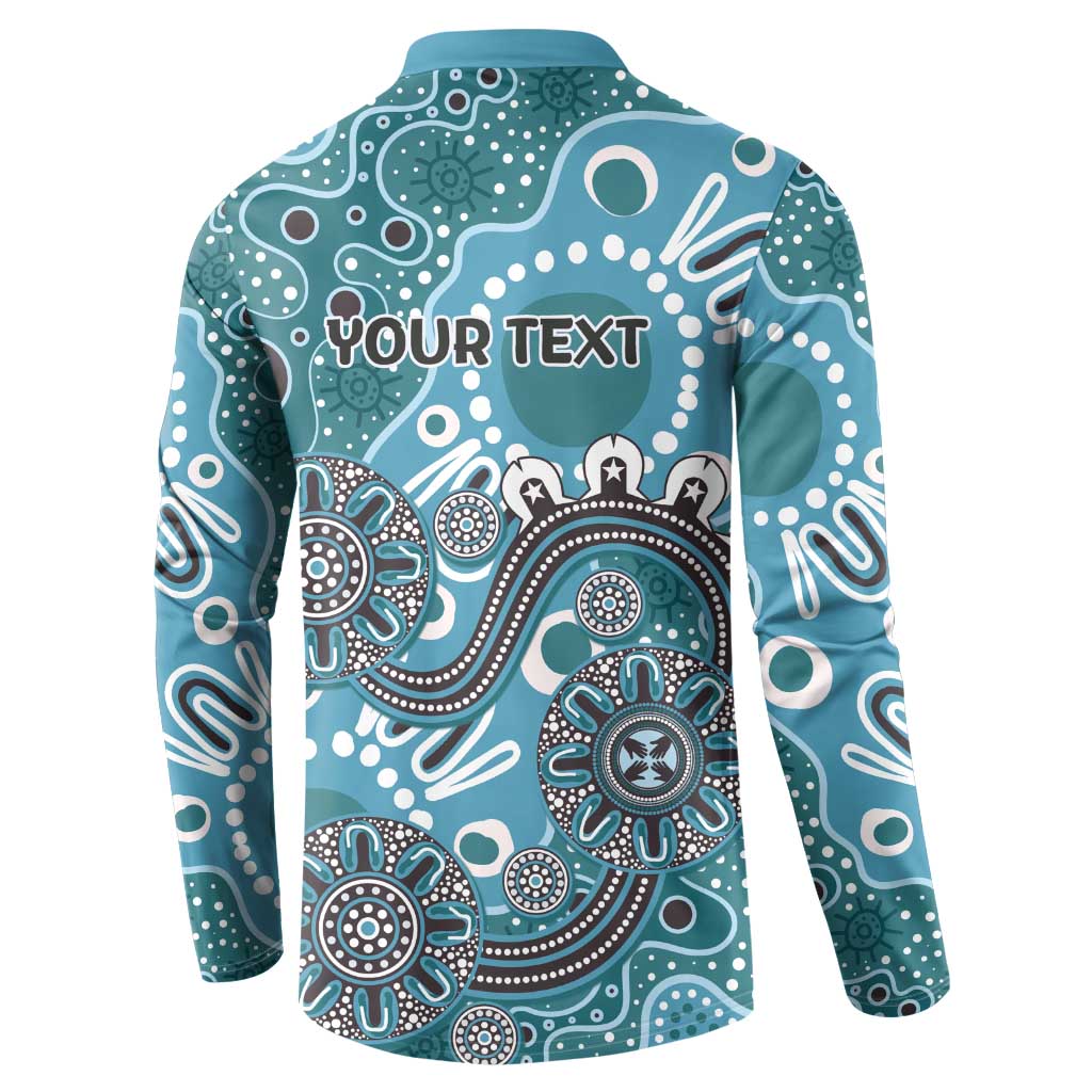 Personalised NAIDOC Week 50 Years Deadly Always Button Sweatshirt Teal Aboriginal Artwork Dot Painting