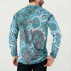 Personalised NAIDOC Week 50 Years Deadly Always Button Sweatshirt Teal Aboriginal Artwork Dot Painting