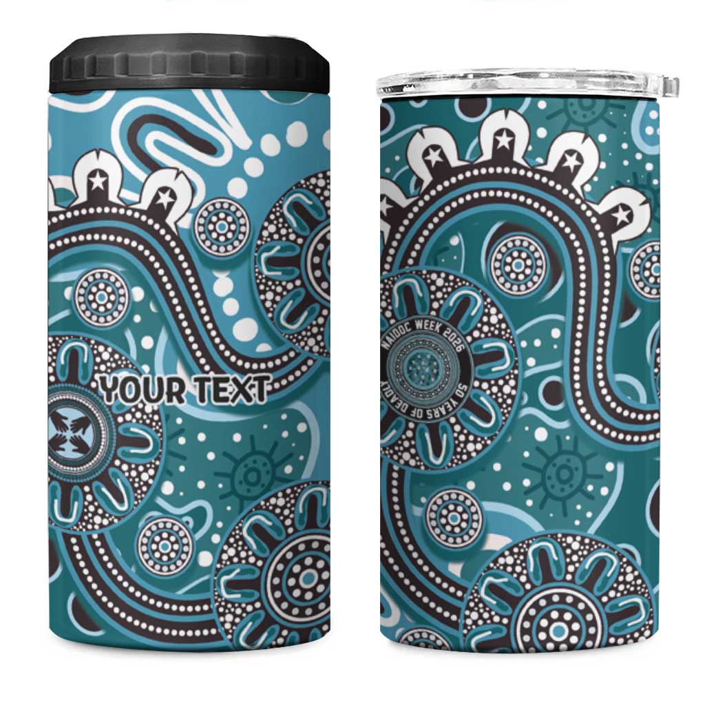 Personalised NAIDOC Week 50 Years Deadly Always 4 in 1 Can Cooler Tumbler Teal Aboriginal Artwork Dot Painting