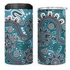 Personalised NAIDOC Week 50 Years Deadly Always 4 in 1 Can Cooler Tumbler Teal Aboriginal Artwork Dot Painting