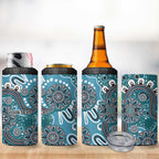 Personalised NAIDOC Week 50 Years Deadly Always 4 in 1 Can Cooler Tumbler Teal Aboriginal Artwork Dot Painting