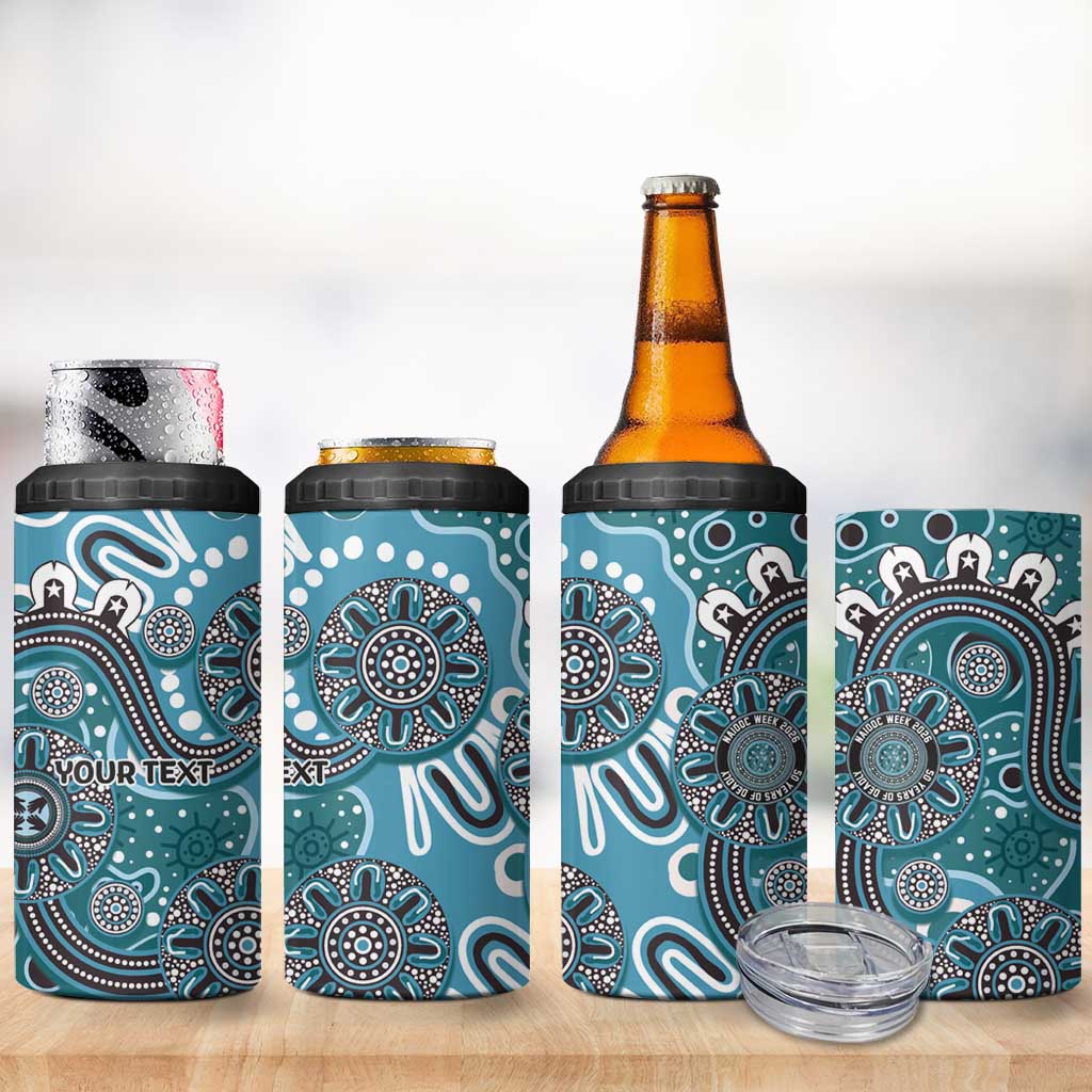 Personalised NAIDOC Week 50 Years Deadly Always 4 in 1 Can Cooler Tumbler Teal Aboriginal Artwork Dot Painting