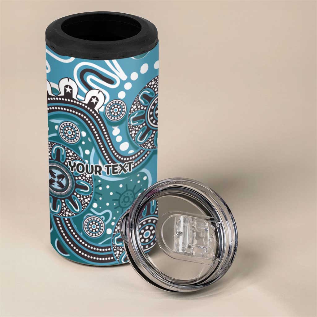 Personalised NAIDOC Week 50 Years Deadly Always 4 in 1 Can Cooler Tumbler Teal Aboriginal Artwork Dot Painting