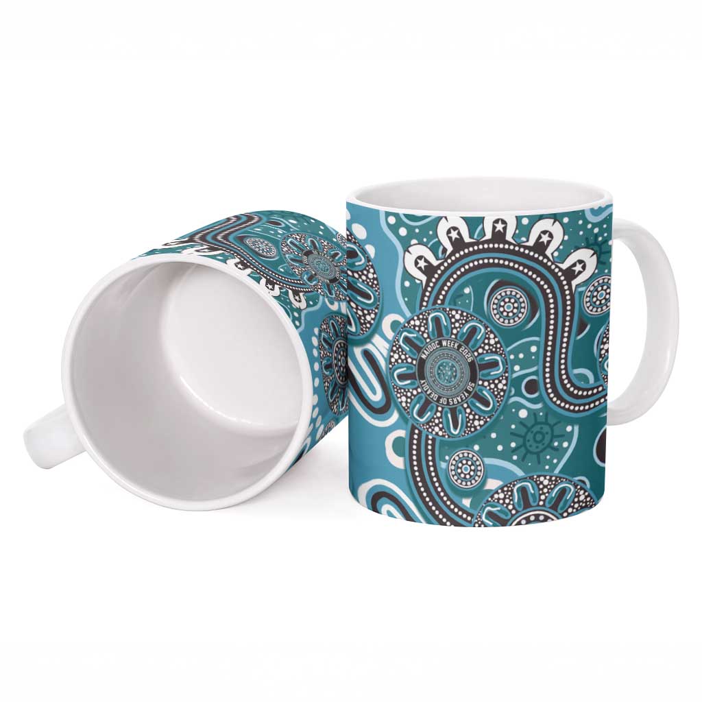 Personalised NAIDOC Week 50 Years Deadly Always Ceramic Mug Teal Aboriginal Artwork Dot Painting