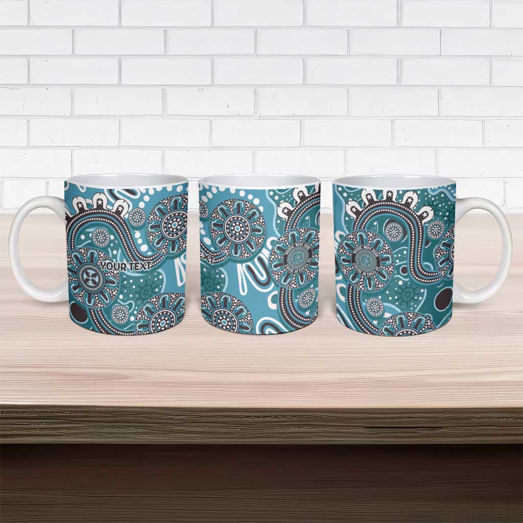 Personalised NAIDOC Week 50 Years Deadly Always Ceramic Mug Teal Aboriginal Artwork Dot Painting