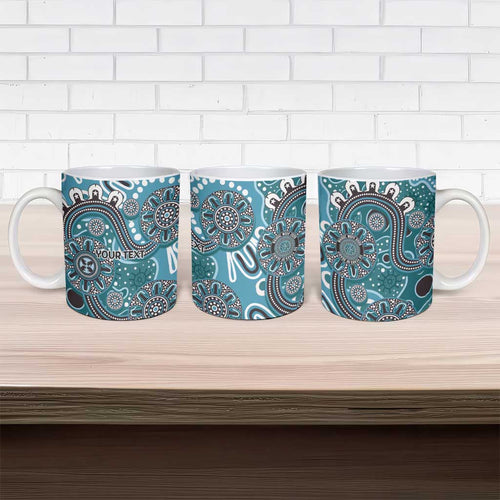 Personalised NAIDOC Week 50 Years Deadly Always Ceramic Mug Teal Aboriginal Artwork Dot Painting