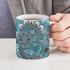 Personalised NAIDOC Week 50 Years Deadly Always Ceramic Mug Teal Aboriginal Artwork Dot Painting