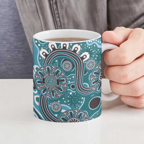 Personalised NAIDOC Week 50 Years Deadly Always Ceramic Mug Teal Aboriginal Artwork Dot Painting