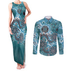 Personalised NAIDOC Week 50 Years Deadly Always Couples Matching Tank Maxi Dress and Long Sleeve Button Shirt Teal Aboriginal Artwork Dot Painting