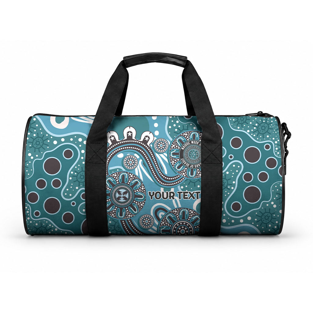 Personalised NAIDOC Week 50 Years Deadly Always Duffle Bag Teal Aboriginal Artwork Dot Painting
