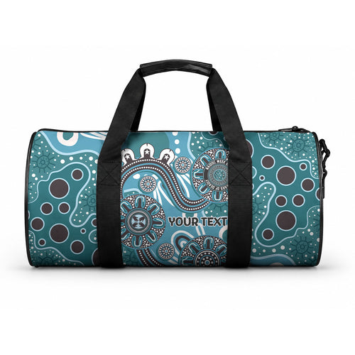 Personalised NAIDOC Week 50 Years Deadly Always Duffle Bag Teal Aboriginal Artwork Dot Painting