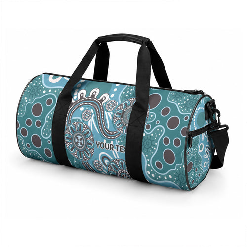 Personalised NAIDOC Week 50 Years Deadly Always Duffle Bag Teal Aboriginal Artwork Dot Painting