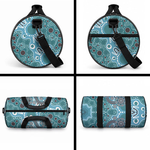 Personalised NAIDOC Week 50 Years Deadly Always Duffle Bag Teal Aboriginal Artwork Dot Painting