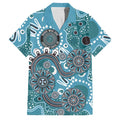 Personalised NAIDOC Week 50 Years Deadly Always Family Matching Puletasi and Hawaiian Shirt Teal Aboriginal Artwork Dot Painting