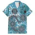Personalised NAIDOC Week 50 Years Deadly Always Family Matching Short Sleeve Bodycon Dress and Hawaiian Shirt Teal Aboriginal Artwork Dot Painting