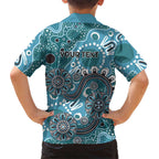 Personalised NAIDOC Week 50 Years Deadly Always Family Matching Summer Maxi Dress and Hawaiian Shirt Teal Aboriginal Artwork Dot Painting