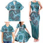 Personalised NAIDOC Week 50 Years Deadly Always Family Matching Tank Maxi Dress and Hawaiian Shirt Teal Aboriginal Artwork Dot Painting
