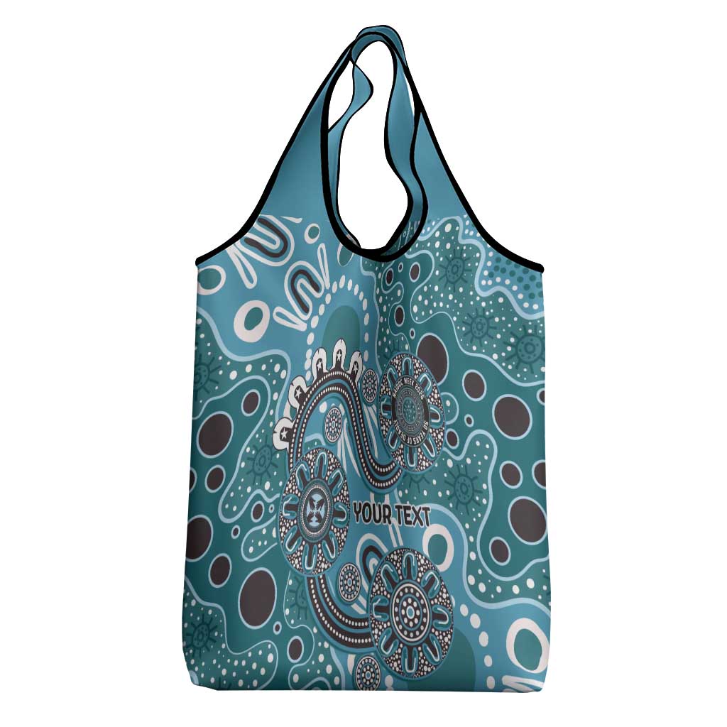 Personalised NAIDOC Week 50 Years Deadly Always Grocery Bag Teal Aboriginal Artwork Dot Painting