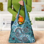 Personalised NAIDOC Week 50 Years Deadly Always Grocery Bag Teal Aboriginal Artwork Dot Painting