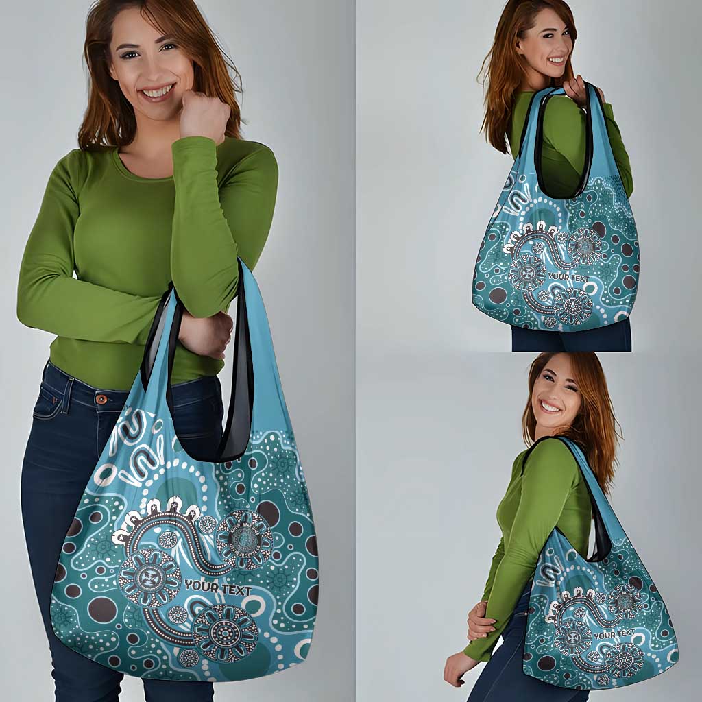 Personalised NAIDOC Week 50 Years Deadly Always Grocery Bag Teal Aboriginal Artwork Dot Painting