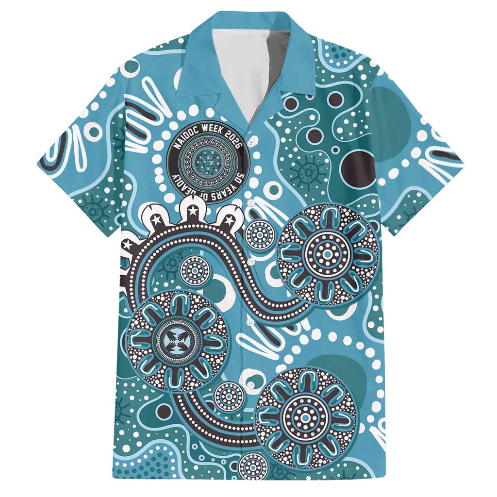 Personalised NAIDOC Week 50 Years Deadly Always Hawaiian Shirt Teal Aboriginal Artwork Dot Painting