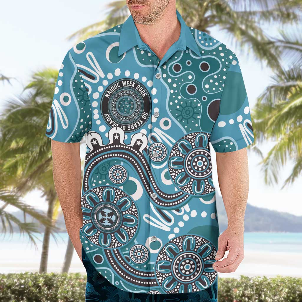 Personalised NAIDOC Week 50 Years Deadly Always Hawaiian Shirt Teal Aboriginal Artwork Dot Painting