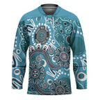 Personalised NAIDOC Week 50 Years Deadly Always Hockey Jersey Teal Aboriginal Artwork Dot Painting