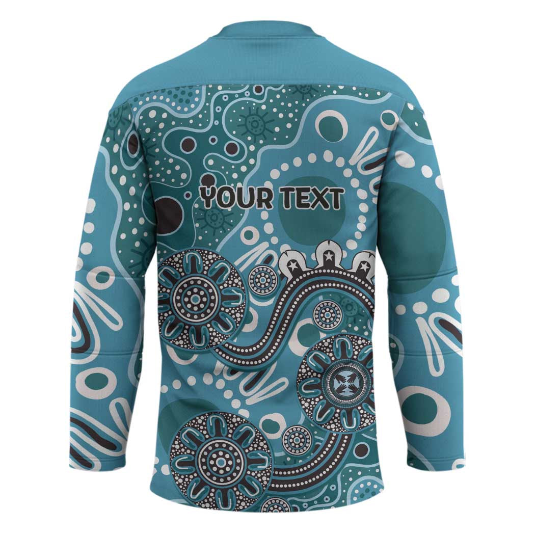 Personalised NAIDOC Week 50 Years Deadly Always Hockey Jersey Teal Aboriginal Artwork Dot Painting